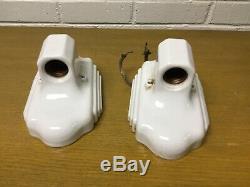 Pair Of Art Deco Porcelain Bathroom Light Fixture Sconce With Switch And Outlet