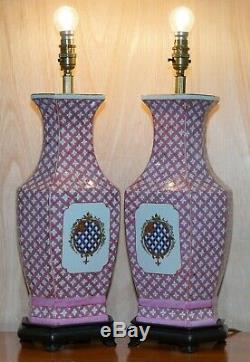 Pair Of Chinese Style Ceramic Table Lamps With Gold Leaf Gilding From Tindle