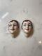 Pair Of Vintage Art Deco Porcelain Half Doll Flat Flapper Girl Germany