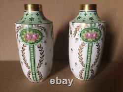 Pair Of Vases Art Deco Porcelain Limoges