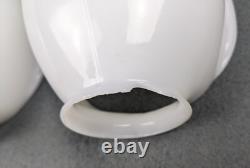 Pair PAULDING Art Deco, White Porcelain Bath Sconces & Glass Shades, Restored