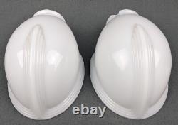 Pair PAULDING Art Deco, White Porcelain Bath Sconces & Glass Shades, Restored