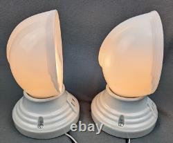 Pair PAULDING Art Deco, White Porcelain Bath Sconces & Glass Shades, Restored