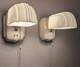 Pair Porcelier Art Deco, White Porcelain Bath Sconces & Glass Shades, Restored