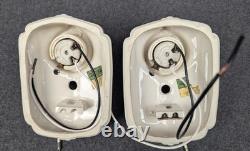 Pair PORCELIER Art Deco, White Porcelain Bath Sconces & Glass Shades, Restored