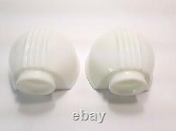 Pair Porcelain Art Deco White Milk Glass Over Sink Sconce & Opal Shade Vintage