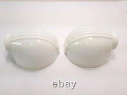 Pair Porcelain Art Deco White Milk Glass Over Sink Sconce & Opal Shade Vintage
