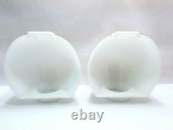 Pair Porcelain Art Deco White Milk Glass Over Sink Sconce & Opal Shade Vintage