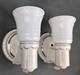 Pair Porcelier Art Deco-mcm Porcelain Sconces, Glass Shades, Excellent, Restored