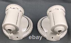 Pair Porcelier Art Deco-MCM Porcelain Sconces, Glass Shades, Excellent, Restored