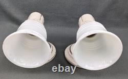 Pair Porcelier Art Deco-MCM Porcelain Sconces, Glass Shades, Excellent, Restored