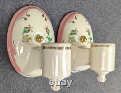 Pair Restored PORCELIER Porcelain Sconces, Art Deco & MCM, Rewired, withHardware