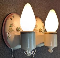 Pair Restored PORCELIER Porcelain Sconces, Art Deco & MCM, Rewired, withHardware