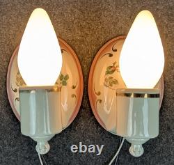 Pair Restored PORCELIER Porcelain Sconces, Art Deco & MCM, Rewired, withHardware