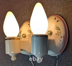 Pair Restored PORCELIER Porcelain Sconces, Art Deco & MCM, Rewired, withHardware