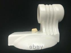 Pair Vintage Art Deco White Porcelain Wall Sconce Light Fixtures FREE SHIPPING