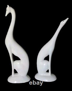 Pair Vtg Hallfield Porcelain Greyhound Dog Figures Art Deco Style 11.5 & 9