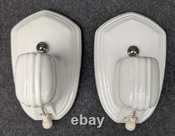 Pair White Porcelain Sconces by Paulding, 1930's-1950's Art Deco/MCM, Restored