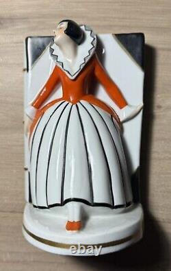 Pair of Art Deco Pierrot and Colombine Limoges porcelain bookends