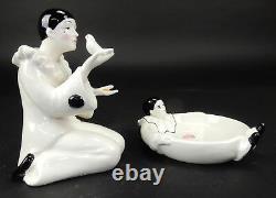 Pair of German Art Deco Porcelain Statues 5.5 inches