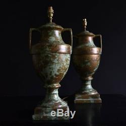 Pair of Large Oxidised Ceramic Urn Table Lamps, Circa 1930's