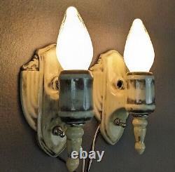 Pair of PORCELIER 1930's Art Deco Porcelain Sconces, rewired, restored, unique