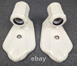 Pair of PORCELIER White Porcelain Sconces, Art Deco, New Rotary Sockets & Wiring