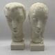 Pair Of Vintage Lenox Geza De Vegh Art Deco Bust Man / Woman Face Porcelain 8.5
