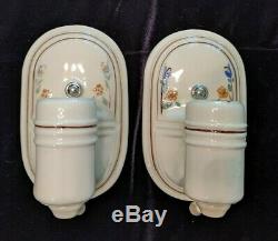 Pair of Vintage Porcelier Porcelain Sconces, New Wiring & Mounting Hardware (#3)
