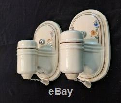 Pair of Vintage Porcelier Porcelain Sconces, New Wiring & Mounting Hardware (#3)