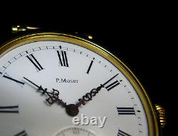 Paul Moser Antique Men's Large Art Deco Wristwatch Porcelain Dial