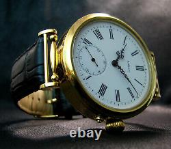 Paul Moser Antique Men's Large Art Deco Wristwatch Porcelain Dial