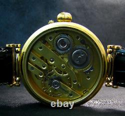 Paul Moser Antique Men's Large Art Deco Wristwatch Porcelain Dial