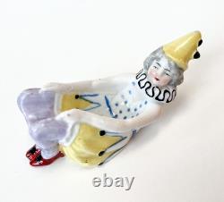 Pierrette Dish Lady Woman Pierrot Clown Figurine Porcelain Art Deco Vtg Germany
