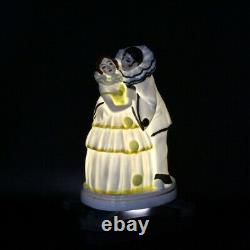 Pierrot Harlequin Porcelian Art Deco Clowns Lamp Night Light 7.25 Tall