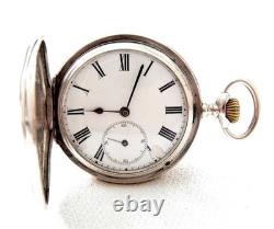 Pocket Watch GLOBO Hunter Art Deco Dial Porcelain Silver 50mm Circa 1910 Working