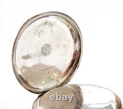 Pocket Watch GLOBO Hunter Art Deco Dial Porcelain Silver 50mm Circa 1910 Working