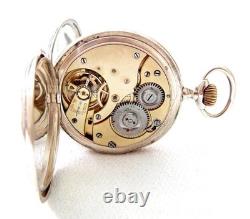 Pocket Watch GLOBO Hunter Art Deco Dial Porcelain Silver 50mm Circa 1910 Working