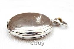 Pocket Watch GLOBO Hunter Art Deco Dial Porcelain Silver 50mm Circa 1910 Working