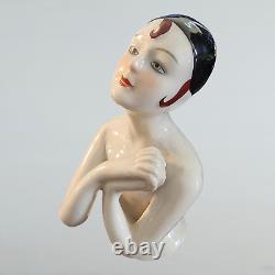 Porcelain Art Deco Style Art Nouveau Style Pincushion Half Doll Pierrot Figurine