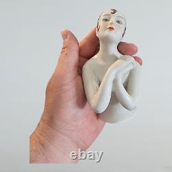 Porcelain Art Deco Style Art Nouveau Style Pincushion Half Doll Pierrot Figurine