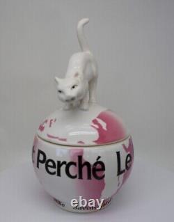 Porcelain Art Deco Style Art Nouveau Style Wildlife Cat Powder Box Figurine Jewe