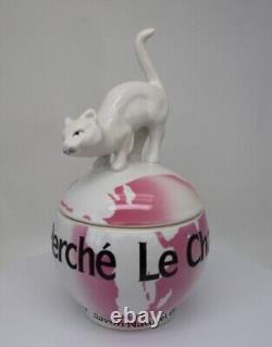 Porcelain Art Deco Style Art Nouveau Style Wildlife Cat Powder Box Figurine Jewe