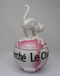 Porcelain Art Deco Style Art Nouveau Style Wildlife Cat Powder Box Figurine Jewe