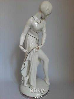 Porcelain Figurine Ernst Bohne & Sons Art Deco Dancer 31cm