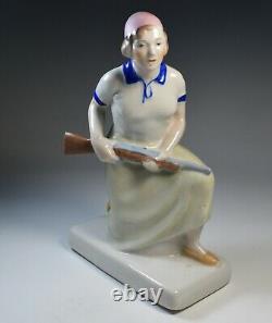 Porcelain Figurine Soviet Russia Communist Revolution Art Deco CCCP Propaganda