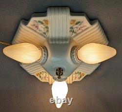 Porcelain PORCELIER 3-Bulb Ceiling Fixture Art Deco & MCM, Restored & Rewired