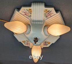 Porcelain PORCELIER 3-Bulb Ceiling Light, Rewired & Restored, Art Deco & MCM