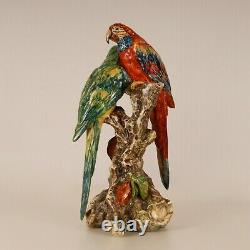 Porcelain Parrot Art deco Italian ceramic bird figure animal figurine 1930
