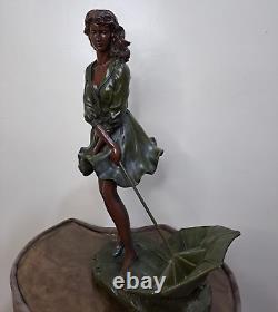 Porcelain Statue Large Figurine Vintage Antique Ceramic Woman Rare Lady Tall